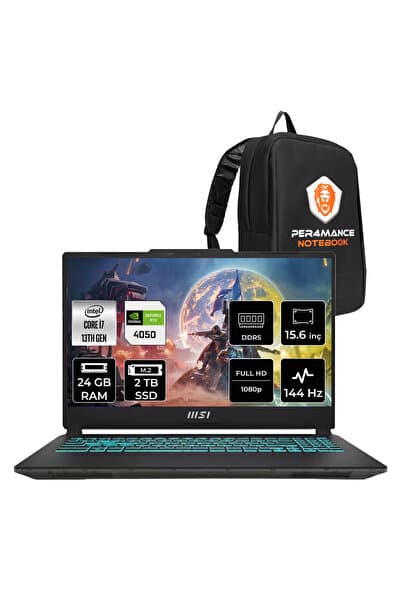 MSI CYBORG 15 A13VE i7 13620H 24GB 2TB SSD RTX4050/6GB 15.6" FHD 144Hz FDOS Gaming Laptop & PER4 Çanta - Görsel 1
