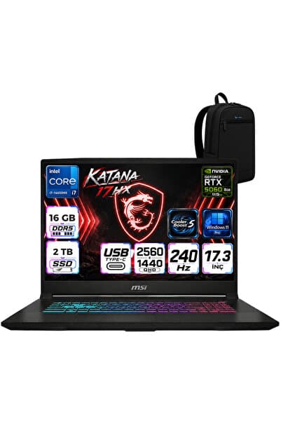 MSI Katana 17 Hx Intel I7-14650HX 16 GB DDR5 2 TB SSD 8GB/RTX5060 115W 17.3'' Qhd (2560*1440), 240Hz - Görsel 1