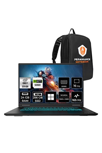 Gigabyte Gaming A16 i7 13620H RTX5060 8GB 24GB RAM 256GB SSD 16" FHD+ 165Hz Win11 Pro A16CVHP421 Gaming Laptop + PER4 Çanta - Görsel 1