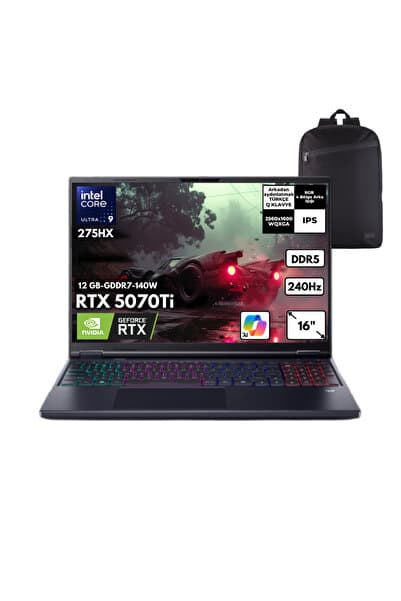 ACER Predator Helios Neo16 AI U9-275HX 32GB 2TB RTX5070Ti 16" Win10Home+S.Çantası NH.QX4EY.003HMF33 - Görsel 1