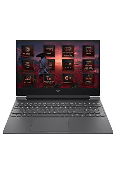 HP Victus Gaming 15 AMD Ryzen 7 7445H 16GB 512GB SSD 6 GB RTX4050 144Hz 15.6"W11P Laptop BX9U9EA 010 - Görsel 1