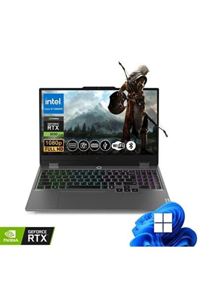 LENOVO LOQ Gaming Notebook i5-12600HX 8GB RAM 1TB SSD RTX3050 6GB 15.6" FHD 144Hz IPS Win11 Pro 83GS - Görsel 1