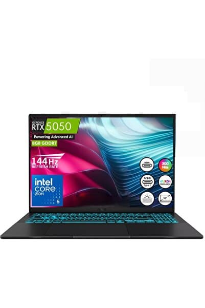 ASUS Vivobook 16 Intel Core 5 210H 8GB/RTX5050 32GB DDR5 1TB SSD 16" Wuxga W11 144Hz 300Nits Taşınabilir Bilgisayar - Görsel 1