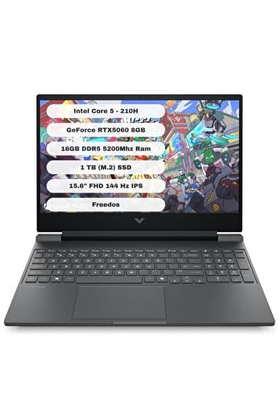 HP Victus Gaming Laptop Intel Core 5-210H 16GB 1TB SSD RTX5060 144Hz DOS 15.6" FHD Mika Gümüş C21SGEA - Görsel 1
