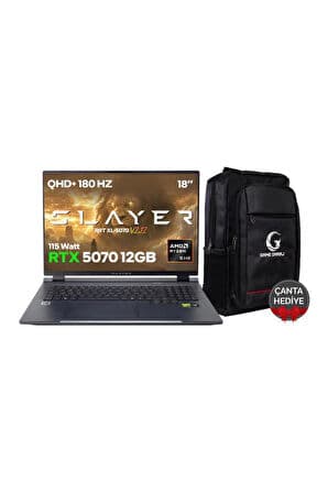 Game Garaj Slayer R9T XL-5070 V2.12 C7 AMD Ryzen 9 8945HX 16GB RAM 1TB SSD RTX5070 18" 180Hz QHD+ IPS FeeDOS Gaming Laptop - Görsel 1