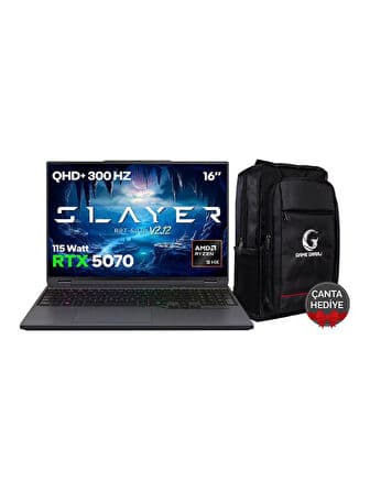 Game Garaj Slayer R9T-5070 V2.12 C7 AMD Ryzen 9 8945HX 16GB RAM 1TB SSD RTX5070 16" 300Hz QHD+ IPS FreeDOS Gaming Laptop - Görsel 1
