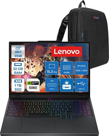 Lenovo Legion 5 15IRX10 Intel Core I7-13650HX 32GB 1tb SSD 8GB/RTX5060/115W 15.3" Wuxga IPS 300NITS 100% Srgb 165Hz Windows 11 Pro Gaming Bilgisayar L83LY00PYTRP10 + Zettaçanta - Görsel 1