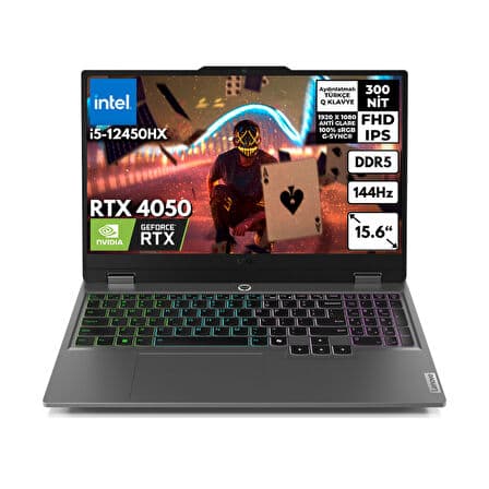 Lenovo LOQ i5-12450HX 48-GBDDR5 4 TBSSD RTX4050 (6GB) 105W 15.6" FHD 144Hz Freedos Oyuncu Bilgisayarı 83GS009ATRHMF20 - Görsel 1