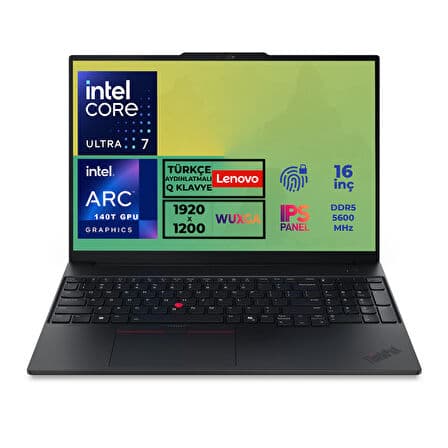 Lenovo ThinkPad E16 G3 Ultra 7 255H 32GB 1TB SSD 16" WUXGA Freedos Notebook 21SR006RTX 006 - Görsel 1