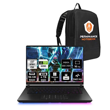 Asus ROG Strix G16 Ultra 9 275HX 96GB 4TB SSD RTX5090/24GB 175W 240HZ 16'' 2.5K W11P Gaming & PER4 - Görsel 1