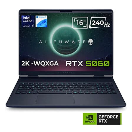 Dell Alienware 16X Aurora AC16251 Ultra 9 275HX 16GB 1TB + 512GB SSD 8GB RTX5060 115W 16 WQXGA 240Hz Windows 11 - Görsel 1