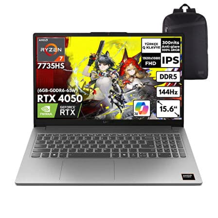 Lenovo LOQ 15ARP10E Ryzen 7-7735HS 40-GBDDR5 1 TBSSD RTX4050 (6GB-GDDR6-65W) 15.6" FHD Windows 11 Pro + QB Sırt Çantası 83S00030TRQB20 - Görsel 1