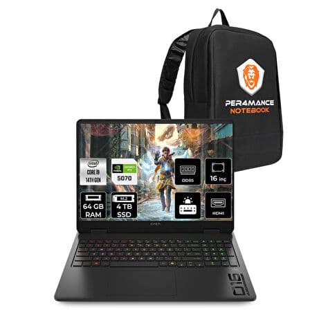 HP OMEN 16 i9 14900HX 64GB RAM 4TB SSD RTX5070/8GB 165Hz 16'' 2K WUXGA FDOS Gaming Laptop & ÇANTA - Görsel 1