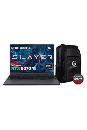 Game Garaj Slayer R9T-5070Ti C1 AMD Ryzen 9 9955HX 32GB RAM 1TB SSD RTX5070Ti 16" QHD IPS 300Hz FreeDOS Gaming Laptop - Görsel 1
