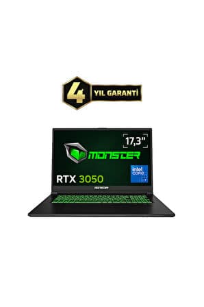 Monster Abra A7 V15.6 Intel Core 7 250H 16GB 500GB RTX 3050 FreeDos 17,3" 144 Hz Oyun Bilgisayarı - Görsel 1