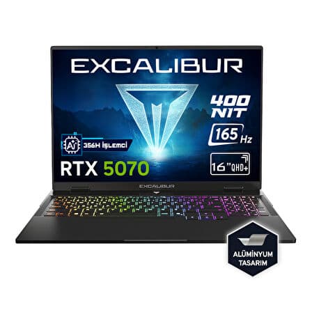 Casper Excalibur G915 Intel Core Ultra AI 7-356H 16GB 1TB RTX5070 165HZ 16" W11H Gaming Laptop G915.356H-BF70A-C - Görsel 1