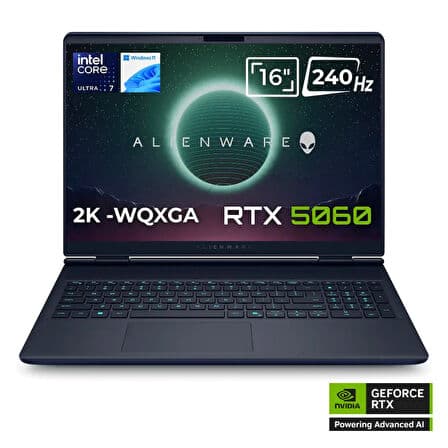 Dell Alienware 16X Aurora AC16251 Ultra 7 255HX 32GB 1TB SSD 8GB RTX5060 115W 16 WQXGA 240Hz Windows 11 - Görsel 1