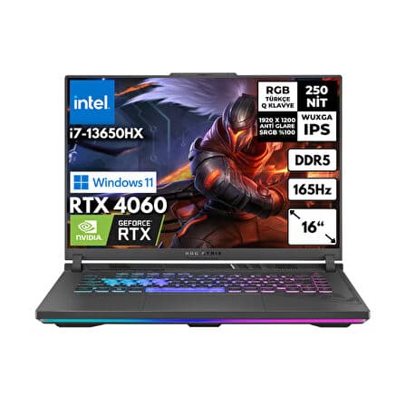 Asus ROG Strix G16 i7-13650HX 16-GBDDR5 1 TBSSD RTX4060 (8 GB) 16" WUXGA Windows 11 Home G614JV-N3242WHMF4 - Görsel 1