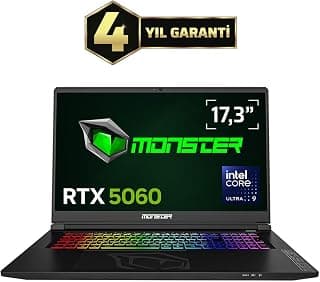 Monster Tulpar T7 V26.4.5 Intel Core Ultra 9 185H 32 GB RAM 1 TB SSD 8 GB RTX 5060 Windows 11 Home 17,3" FHD 144 Hz Oyun Bilgisayarı - Görsel 1