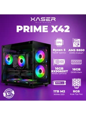 Xaser Prime X42 Ryzen 5 7500F 16GB Ddr5 Ram 1tb M.2 Nvme SSD 16GB RX9060XT Masaüstü Oyuncu Bilgisayarı fiyat karşılaştırması - EnUcuzSistem