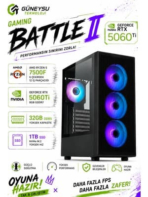 Güneysu Teknoloji Gaming R5-5060TI Ryzen 7500F Rtx 5060Tİ 16Gb Ddr5 32G 1tb SSD Oyun Bilgisayarı fiyat karşılaştırması - EnUcuzSistem